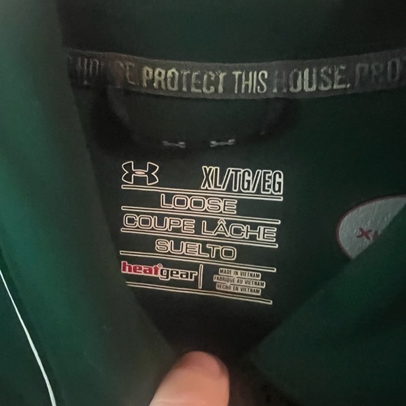 XL Under Armour HeatGear polo shirt.  Green with white/gray stripes. - Picture 2 of 3